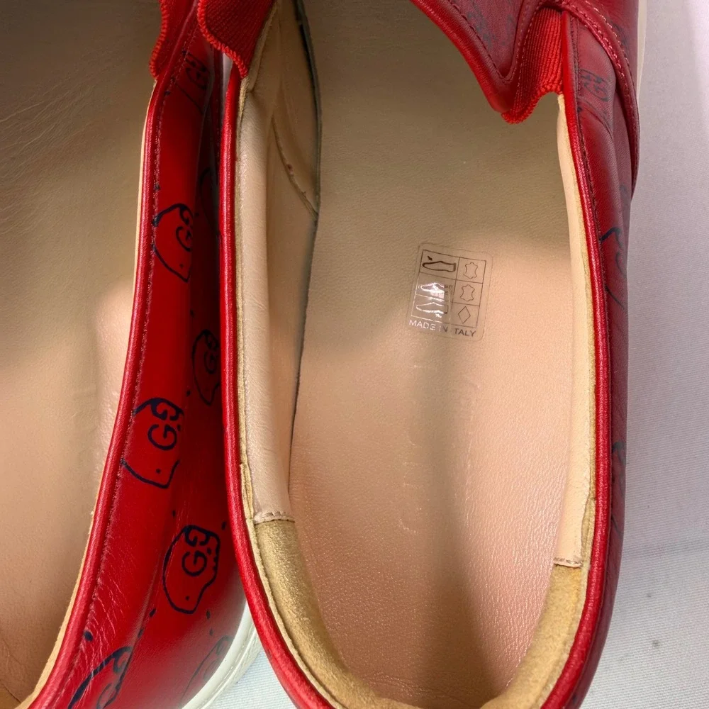 Gucci Ghost Ace Mens Red Leather GG Skull authenticity guarantee sneakers 407362